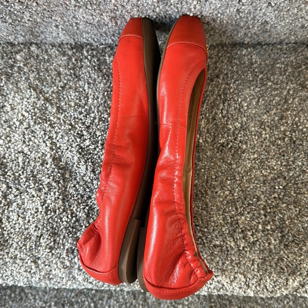 Tory Burch York Orange Leather Ballet Flats 8M - Picture 5 of 11
